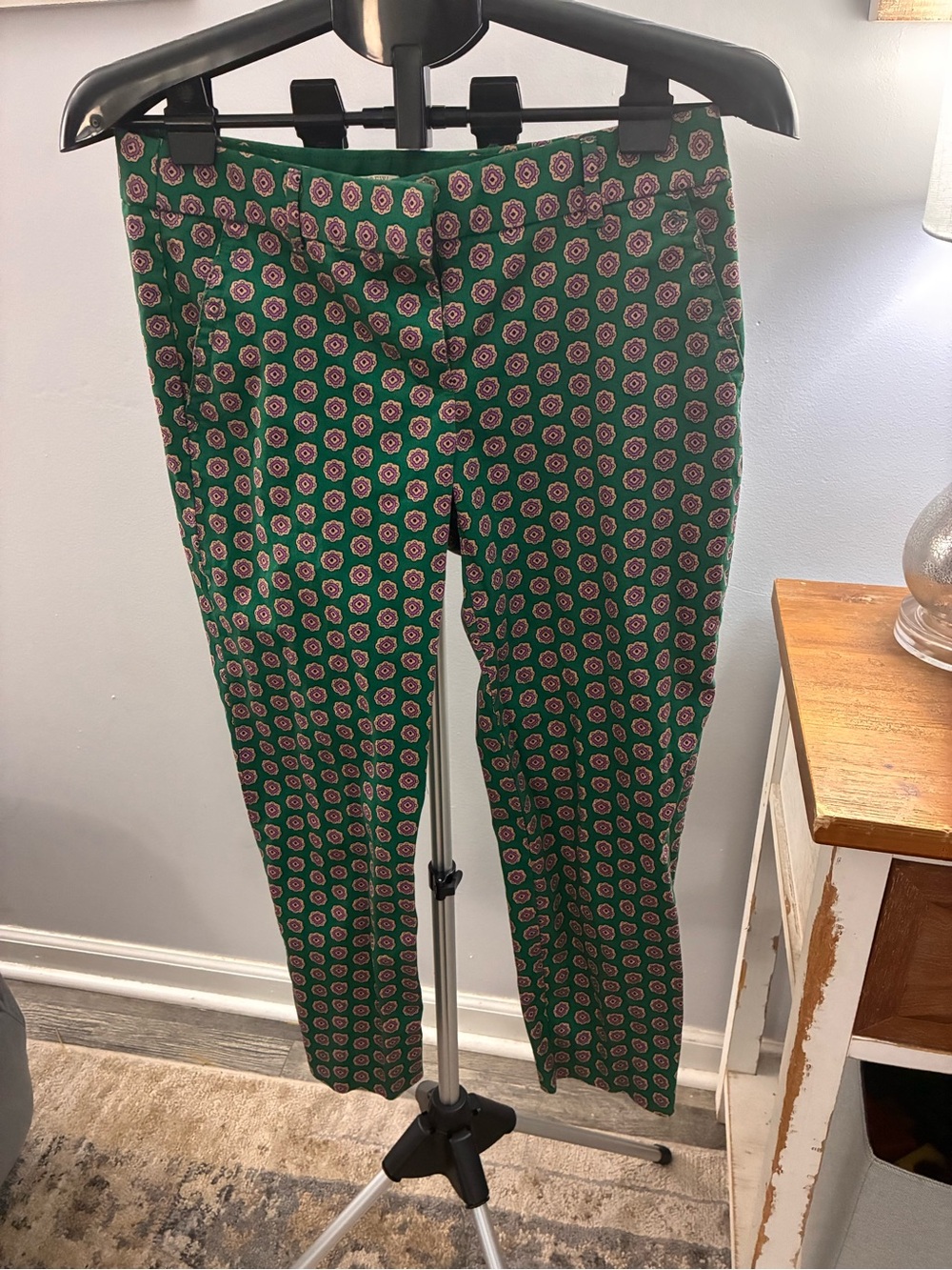 J. Crew Green Printed Cropped Pants